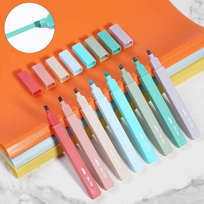 Mr. Pen- Aesthetic Highlighters, 8 Pack, Chisel Tip, New Vintage, Cute Highlighters Assorted Colors, Back to School Supplies