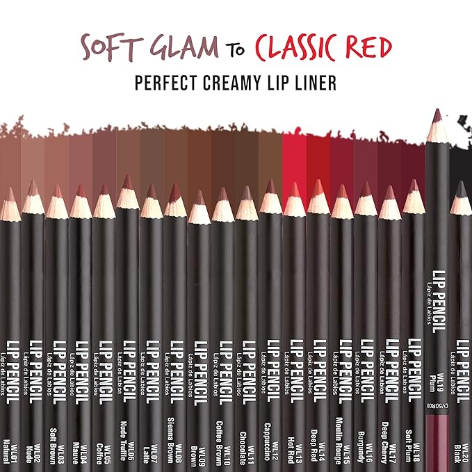 Professional Slim Lip Pencil, Creamy Soft Lip Liner, Smooth Long-Lasting Rich Lip Color, Natural Lip Makeup, Water-Resistant Lip Crayon (Plum)