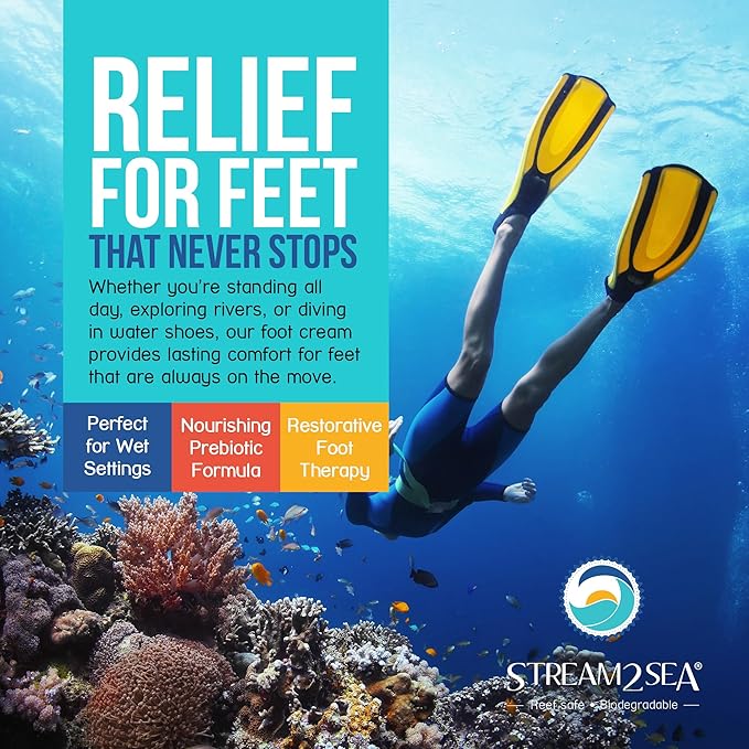 STREAM 2 SEA Active Foot Cream, Intensive Support for Active & Often Wet Feet - Softens Cracked Heels, Calluses & Dry Skin, Enriched with Neem and Tea Tree, Fast-absorbing and Non-greasy - 3 Pack