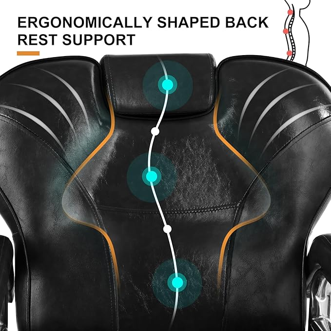 Artist hand Barber Chair Heavy Duty Reclining Salon Chairs with Headrest and Footrest, 360 Degree Swivel Tattoo Chair, Spa Beauty Equipment for Hair Stylists, Barbershop, Max Load 440 Lbs, Black