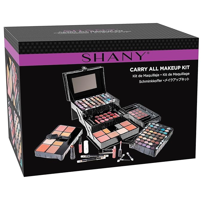 SHANY All In One Makeup Kit (Eyeshadow, Blushes, Face Powder, Lipstick, Eye liners, Makeup Pencils and Makeup Mirror - Makeup Set With Reusable Makeup Storage Box - Black