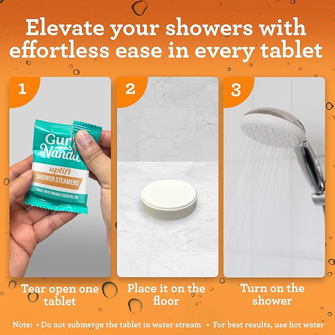 GuruNanda Uplift Shower Steamers for Aromatherapy (10 Pack), Relaxation Gifts for Women & Men with Essential Oils, Stress Relief, Home Spa & Self Care