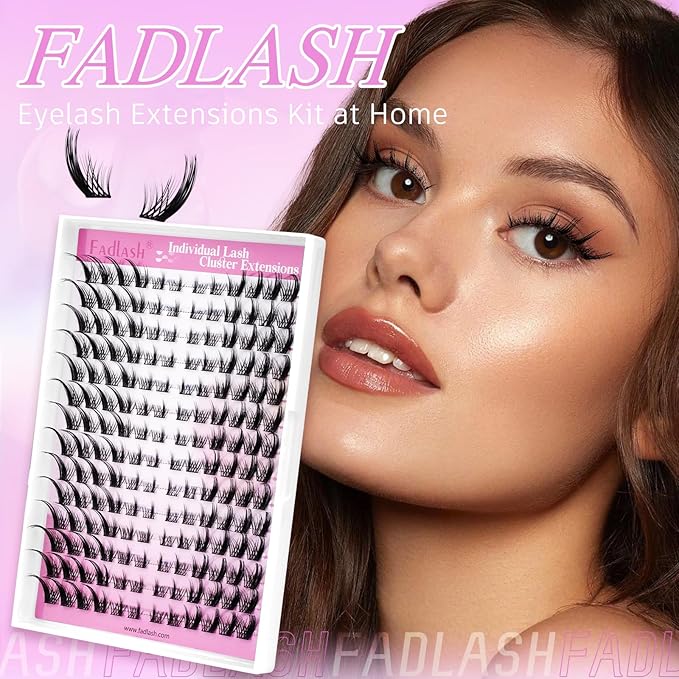 FADLASH Lash Clusters Wispy Eyelash Clusters Natural Individual Lashes 10-16 mm and Waterproof Cluster Eyelash Extensions with Soft Thin Band