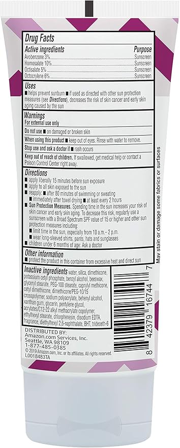 Amazon Brand - Solimo Sheer Face Sunscreen SPF 30, Formulated without Octinoxate & Oxybenzone, Unscented, 3 fl oz (Pack of 1)