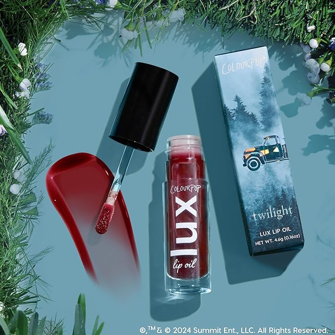 ColourPop x Twilight Lux Lip Oil - Hydrating, Sheer Tinted Lip Oil Formulated with Antioxidant-Rich Chamomile Extract & Calendula Oil - Non-Greasy, Nourishing Red Lip Oil - Bells (0.16 oz)