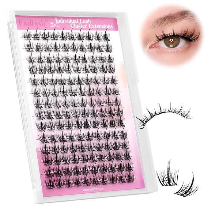 FADLASH Lash Clusters Natural Eyelash Clusters Waterproof False Eyelashes with Invisible Lash Band Comfortable and Lightweight Cluster Lashes DIY Reusable Cluster Eyelash Extensions at Home