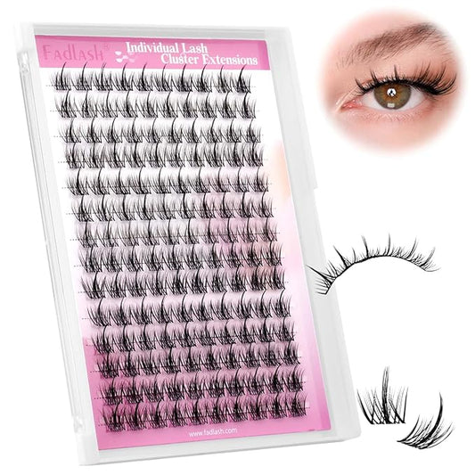 FADLASH Lash Clusters Natural Eyelash Clusters Waterproof False Eyelashes with Invisible Lash Band Comfortable and Lightweight Cluster Lashes DIY Reusable Cluster Eyelash Extensions at Home