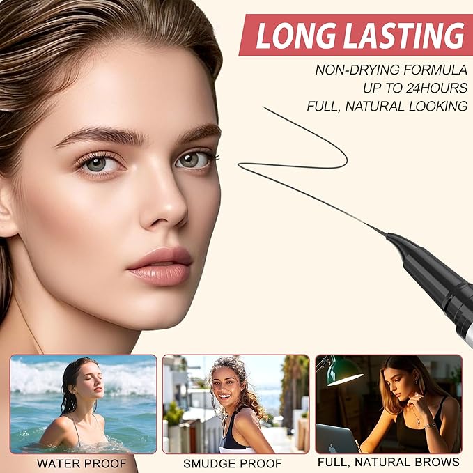 LAVONE Hair-Like Eyebrow Pen Makeup kit, Eyebrow Pencils for Women with Waterproof Microblading Eyebrow Pencil, Eyebrow Pomade, Eyeliner and Eyebrow Brush, Create Full, Natural Brows, Black