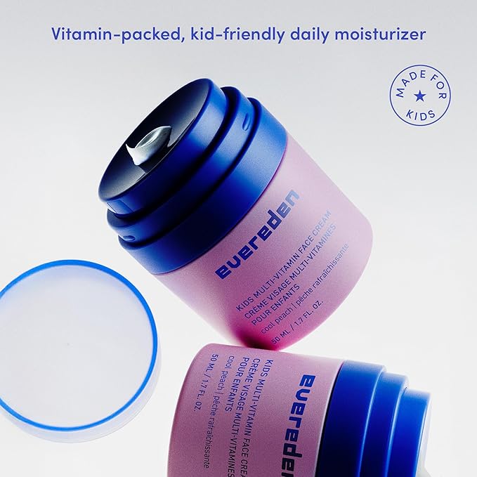 Evereden Kids Face Cream: Cool Peach, 1.7 oz. | Face Lotion | Clean and Non-Toxic Face Moisturizer | Skin Care for Kids