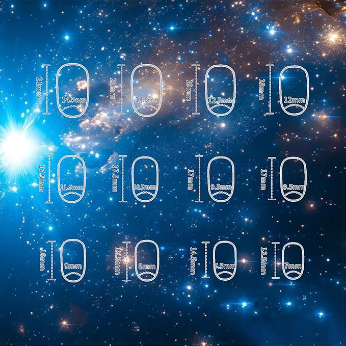 24Pcs Milky Way Press ons Fingernails Glossy Gold Glitter Medium Almond False Nail Stars Gel Glue on Acrylic Fake Nails Blue Gradient Stick on Nail Starry Sky Press on Nails for Holiday Manicure Art