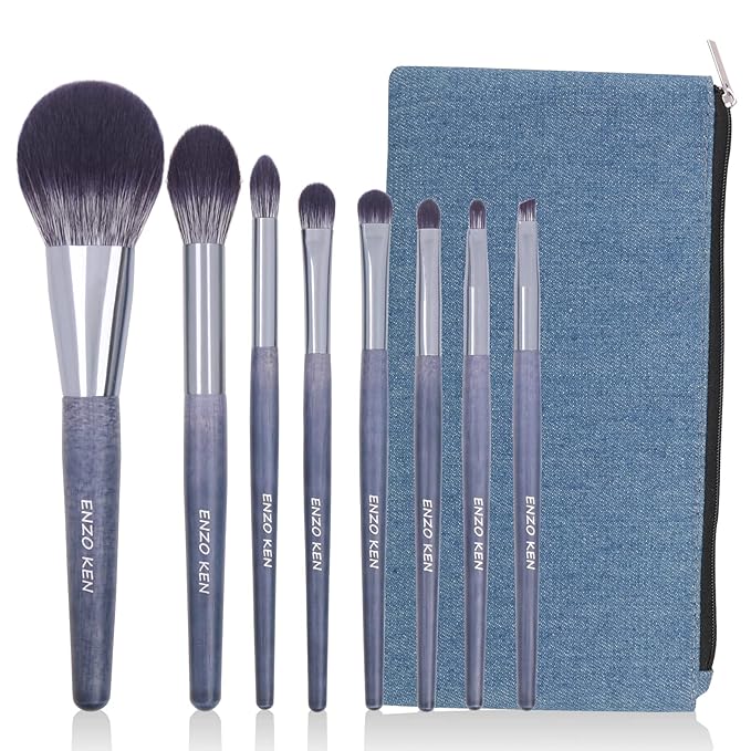 Natural Purple Badger Hair Makeup Brushes Set Professional, Walnut Makeup Brush Set with Case, Cosmetic Brushes Makeup Set, Natural Makeup Brushes, Natural Bristle Makeup Brushes - ShuiMo