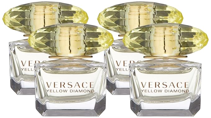 Versace Yellow Diamond Eau De Toilette Spray for Women, 0.17 Fl Oz (Miniature) (Pack of 4)