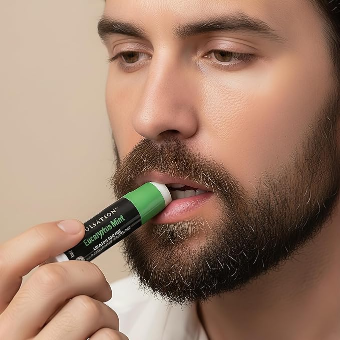 Organic Lip Balm Set for Men - 4 Flavors - 100% Natural Moisturizing for Cracked & Dry Lips