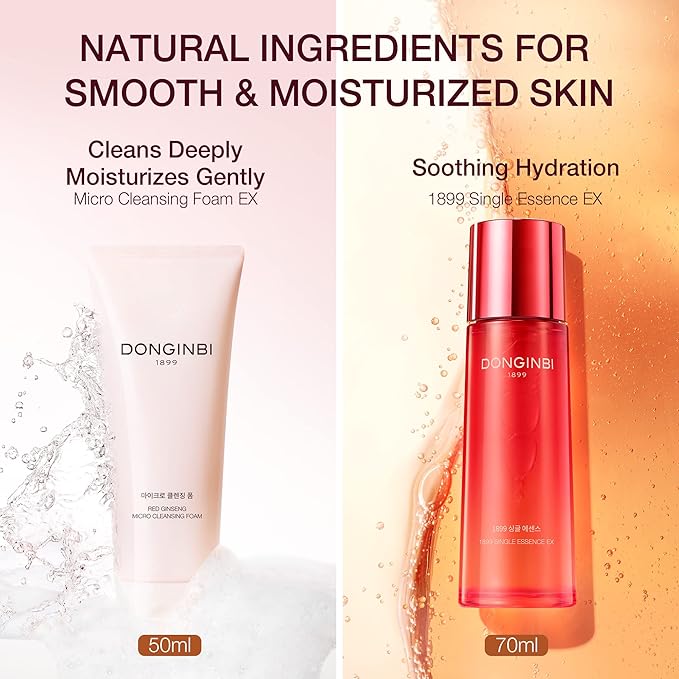 Donginbi 1899 Single Essence Special Set - New Years Gifts for Women, Korean Red Ginseng Face Essence for Radiance and Repair, Korean Skin Care