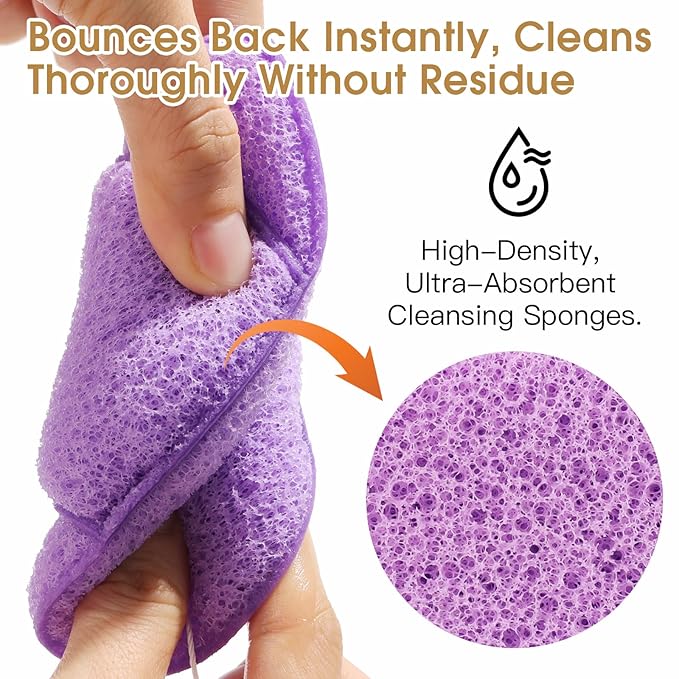 Facial Sponges GloréBrochas 3PCS Soft Reusable Face Sponges for Cleansing, Makeup Removal, Clay Mask & Exfoliating, Individually Wrapped PU Beauty Pads in Colorful Set for Travel & Daily Use