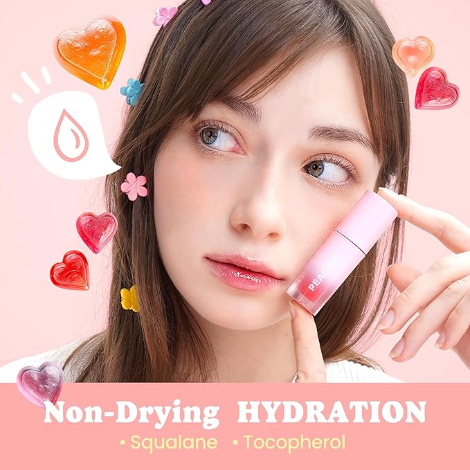 Peach C Jelly Beam Tint - Long Lasting Korean Lip Tint Stain Plumping Jelly Lip Gloss - Lightweight, Moisturizing & Buildable Lip Makeup Jelly Tint Blush with Vitamin E (Lucky Touch, 0.07 oz)