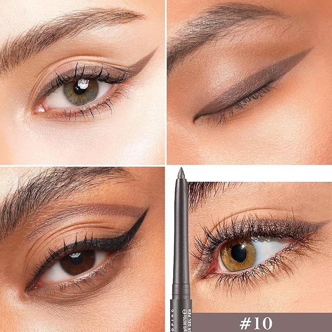 Grey Gray Eyeliner Waterproof Glitter Retractable Gray Grey Eyeliner Pencil Long Lasting Smudge-proof Hypoallergenic (10#)