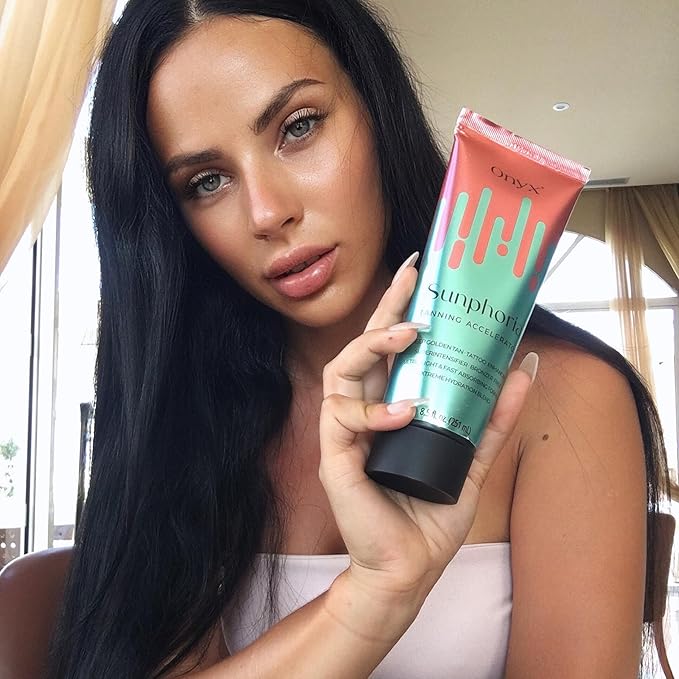 Onyx Sunphoria Tanning Accelerator | Bronzer-Free Tanning Lotion for Indoor & Outdoor | Streak & Stain Free Formula | Extreme Hydration Blend for Moisturizing Nourished Skin - 8.5 fl oz