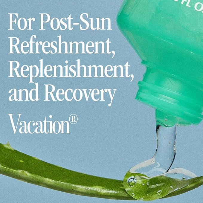 VACATION Mini After Sun Gel, Travel Size Soothing Aloe Vera Gel for Sunburn Relief, Hydrating & Cooling, Non-Sticky Aftersun Care, 1oz (Value Pack of 6)