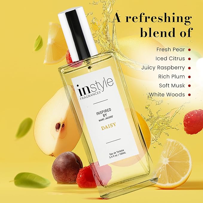 Instyle Fragrances, Inspired by Marc Jacobs' Daisy, Women’s Eau de Toilette, CLEAN, Vegan, Paraben-Free, Never Tested on Animals, 3.4 Fluid Ounces