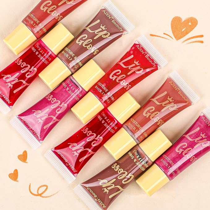 AZEN 60 Pack Lip Gloss Set, Color Lip Oil for Dry Cracked Lips Moisturizing Hydrating Nourishing with Vitamin E