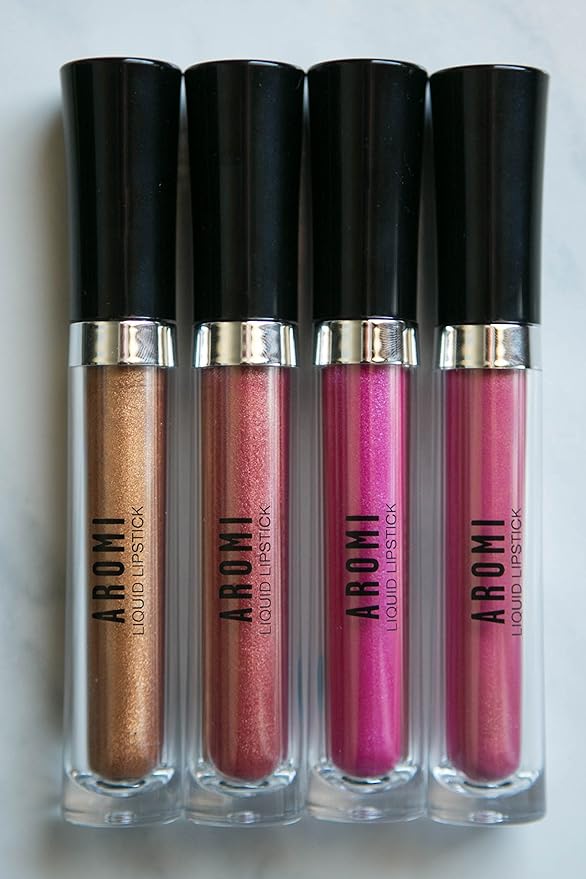 Aromi Metallic Liquid Lipstick | Peachy Pink, Coral Lip Color with Shimmery Finish, Long-lasting, Vegan, Cruelty-free, Smudge Proof, Gluten Free (Rose Gold)
