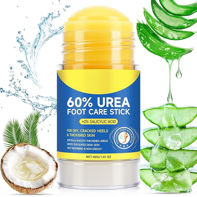 60% Urea Foot Care Stick with 2% Salicylic Acid, Urea Foot Cream for Cracked Heel Repair & Callus Remover, Dry Feet, Elbows, Knees, Hands, Moisturise & Soften Skin (40G)
