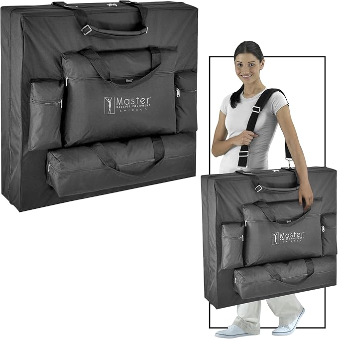 31" Montclair ThermaTopTM Master Massage Portable Massage Table with Memory Foam, Reiki Panels, & Shiatsu Cables(Black& Mahogany) Esthetician Bed- Lash Table