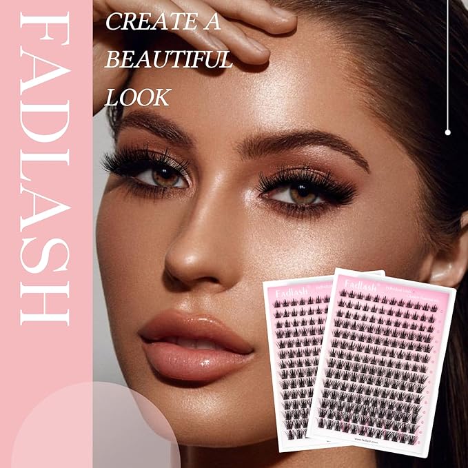 FADLASH Lash Clusters Wispy Eyelash Clusters D Curl Natural Individual Lashes 10-16 mm and Waterproof Cluster Eyelash Extensions with Soft Thin Band (JC07, 10-16mm)