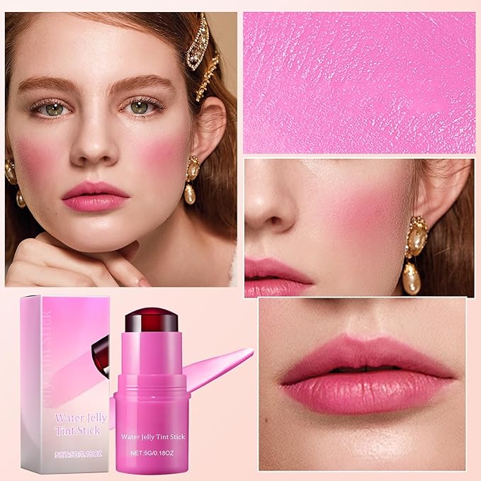 Milk Jelly Blush Cooling Water Jelly Tint, Milk Jelly Tint Jelly Blush Stick, Milk Lip And Cheek Stick, Sheer Lip & Cheek Stain, Jelly Tint Makeup (Purple, Free Size)
