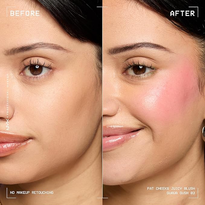 NYX PROFESSIONAL MAKEUP Fat Cheeks Liquid Blush, Buildable, Dewy Blush with Long-Lasting 12HR Wear - Guava Gush (Bright Pink)