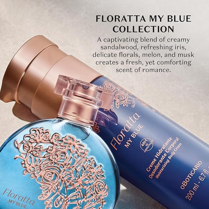 O Boticário Floratta My Blue Eau de Toilette, Long-Lasting, Woody Floriental Fragrance Perfume for Women, 2.5 Ounce