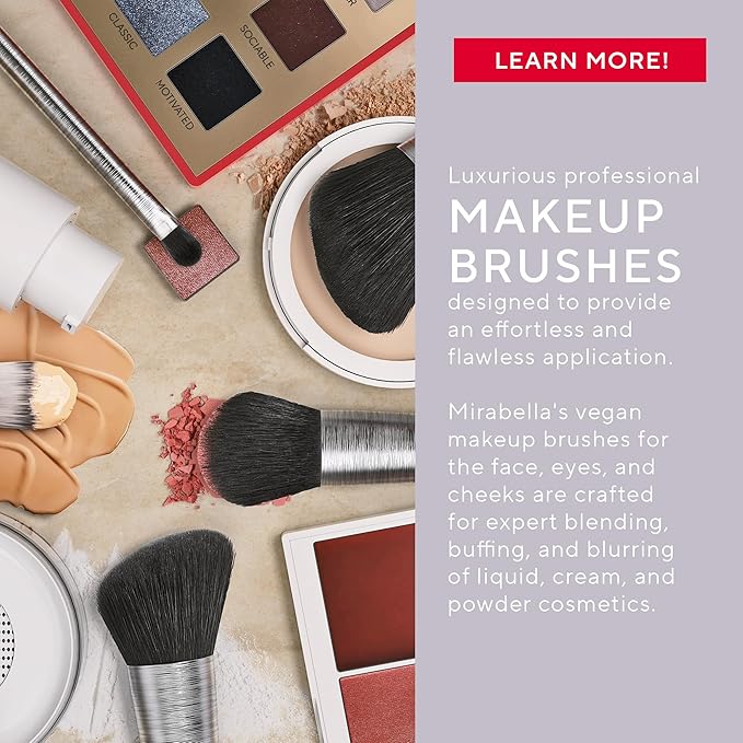 Mirabella Contouring Blush Brush, Premium Professional Makeup Brush Collection, Cruelty-Free Synthetic Bristle Brush with Hand-Sculpted Brushed Aluminum Handle, Luxury Blending Brush for Makeup