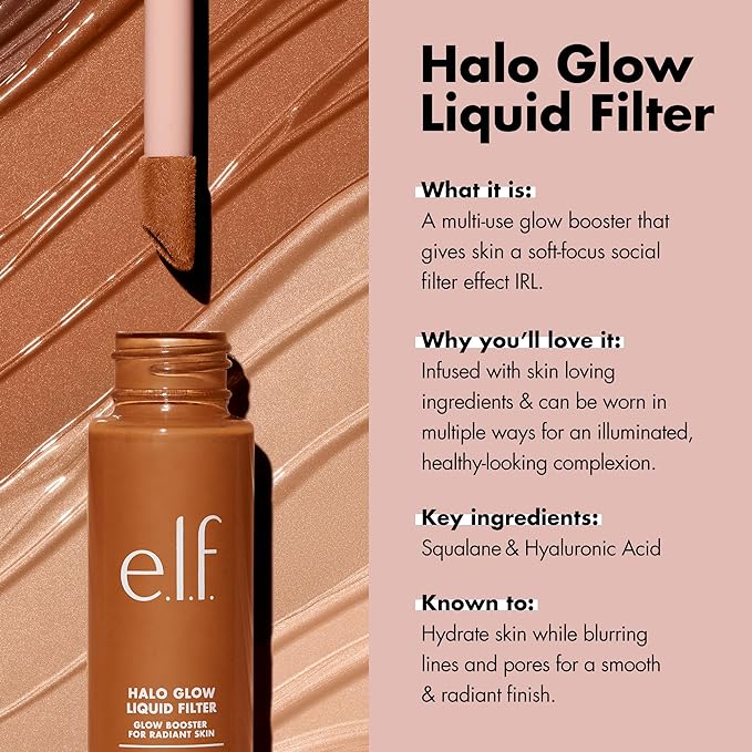 e.l.f. Halo Glow Liquid Filter, Complexion Booster For A Glowing, Soft-Focus Look, Infused With Hyaluronic Acid, Vegan & Cruelty-Free, 1 Fair
