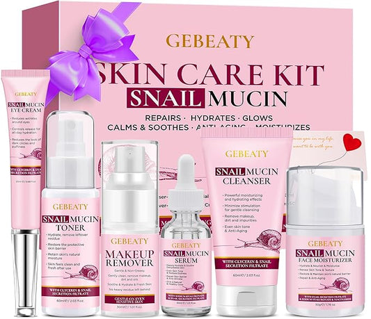 Skincare Gifts Set for Women,Skin Care Set Kit,Hydrating Moisturing Repairing Soothing Snail Mucin Facial Skin Care Routine Kit for Dull Skin & Dry Skin,Travel Skin Care Gift Set Women Teens Mom Wife