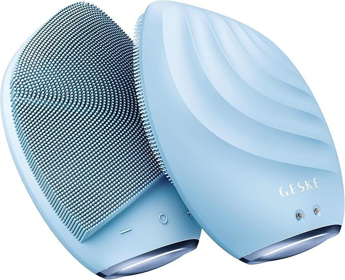 GESKE SmartAppGuided™ Sonic Facial Brush 5 in 1 | Vibrating Electric Facial Cleansing Brush | Soft Silicone Brush | Professional Facial Cleanser | Skin Cleanser & Exfoliator | Face Massager