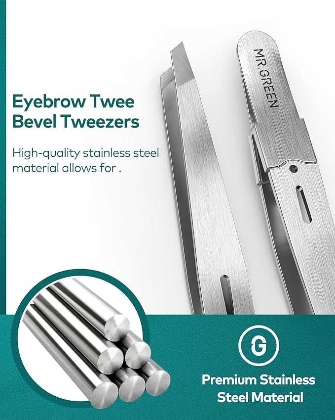 MR.GREEN Tweezers For Women Facial Hair, Professional Precision Eyebrow Tweezers for Women and Men,