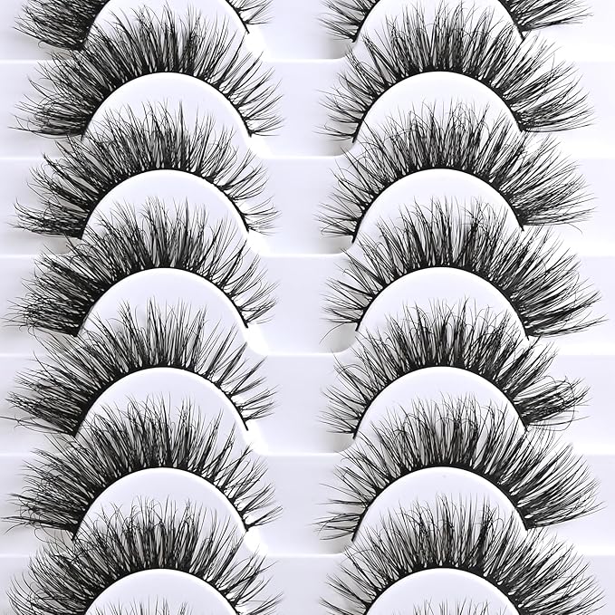 FARRED Natural Lashes Short False Eyelashes Wispy Mink Eye Lash Fluffy Wispies Eyelash Natural Look 10 Pairs Fake Lashes Pack Volume Lash Strips Pestañas