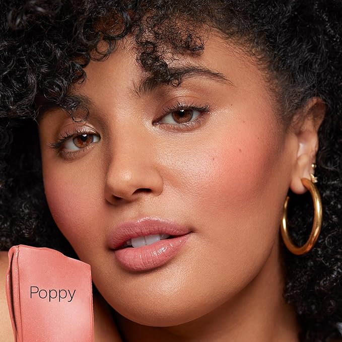 Saie Dew Liquid Blush for Cheeks - Hydrating Cream Blush Stick with a Blendable + Buildable Formula - Skincare Infused Dewy Cheek Tint for a Natural Flush - Glowy Makeup Essential - Poppy (.40 oz)