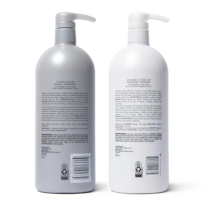Nexxus Shampoo and Conditioner Therappe Humectress 2 Count for Dry Hair Silicone-Free, Moisturizing Caviar Complex and Elastin Protein for thicker and stronger hair 33.8 oz