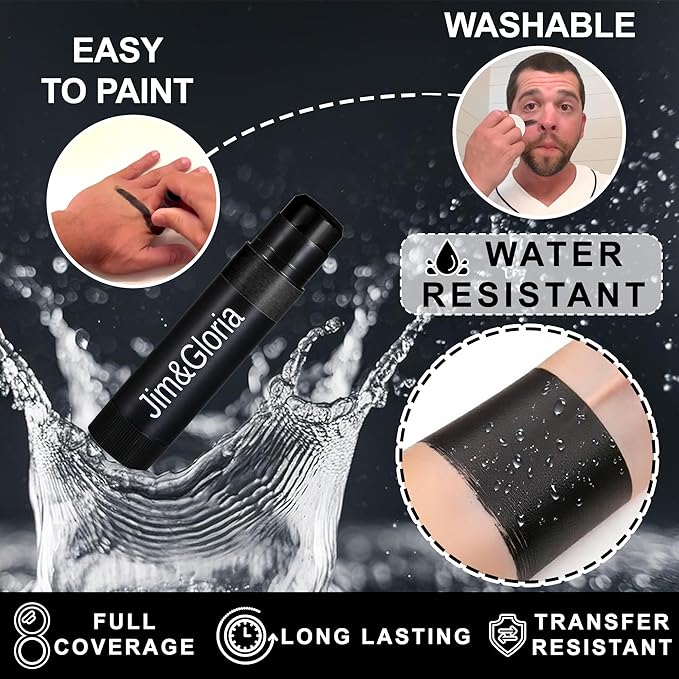 Jim&Gloria Water Resistant Under Eye Black Baseball Drip Accessories for Athletes, Anti-Glare Eyeblack Softball Stuff Lacrosse Football Gear Soccer Game Day Team Sports Gift - 8 Black Face Paint Stick