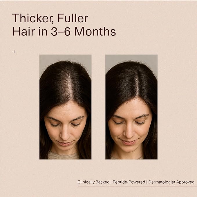 Bloom Peptide Hair Serum with Advanced Multi-Peptides for Women with Thinning Hair, Promotes Fullness, Reduces Shedding, & Balances Scalp, Lightweight, Non-Greasy (Pack 1) 30ml