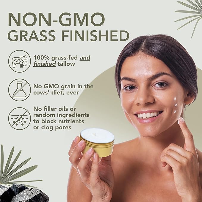 New & Unique Beef Tallow for Skin - Whipped Tallow Balm for Face Body-No Filler Oil or Honey. Moisturizer for Acne Eczema Dry Sensitive Skin. Homemade Natural USA - Grass Fed,Organic EO, Absorbs Fast