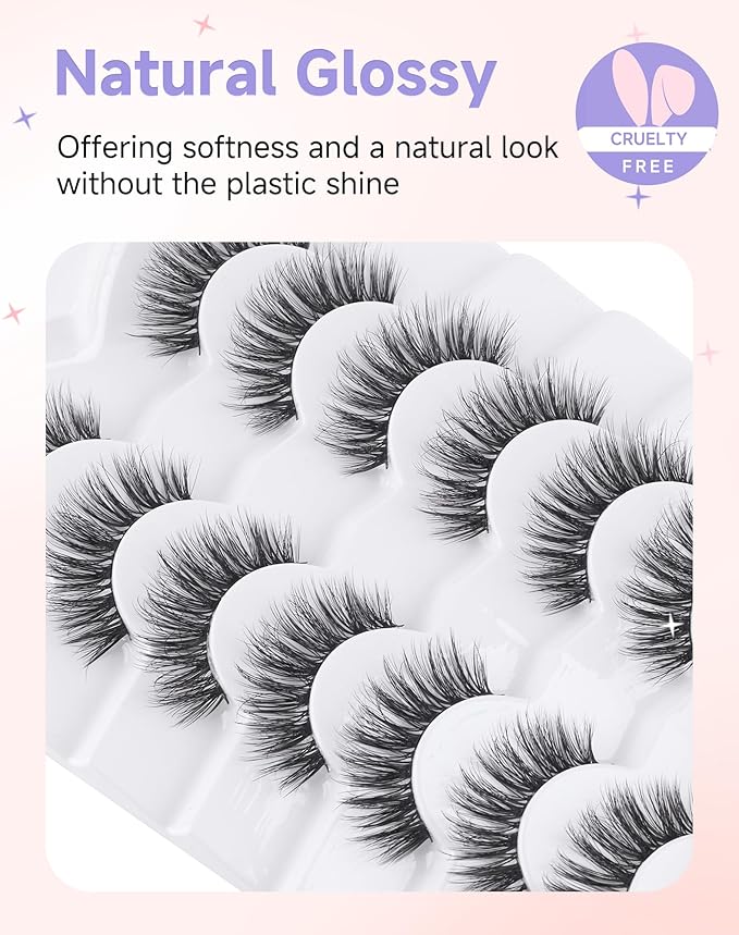 Cat Eye Lashes Volume Fluffy Mink Eyelashes Natural Wispy False Eyelashes 7 Pairs Date-289
