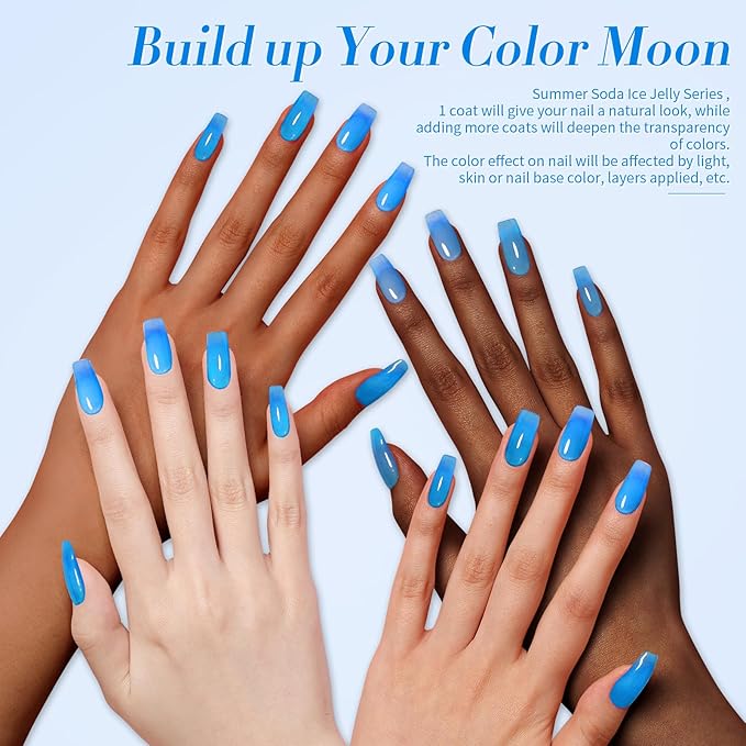 Born Pretty Jelly Gel Nail Polish Christmas Neon Gel Polish,Hot Pink Purple Blue Green Yellow 6Colors Translucent Effect,Soak Off U v LED Light Cure Nail Art Kit for Salon Manicure and DIY at Home