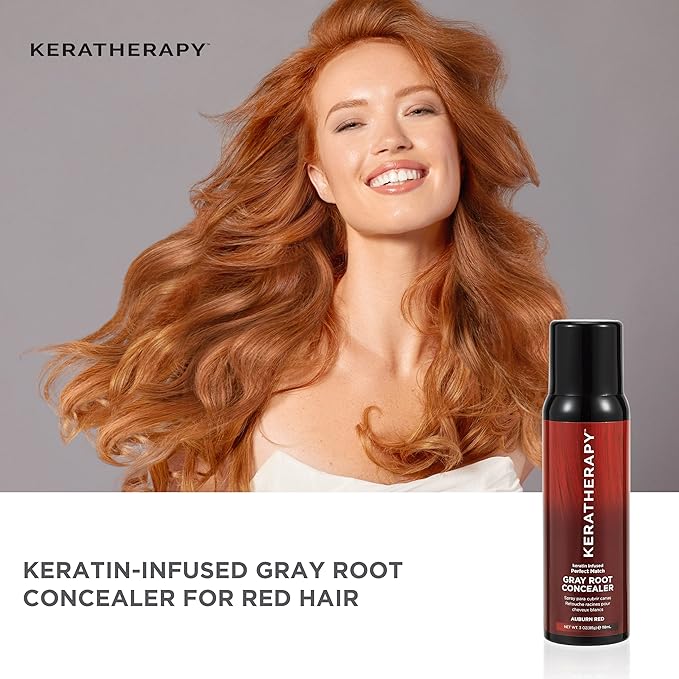Keratherapy Keratin Infused Perfect Match Gray Root Concealer Spray, Auburn Red, 3 oz, 118 ml - Root Cover Up Spray to Hide Gray Roots - Keratin Therapy Hair Darkening & Temporary Scalp Concealer