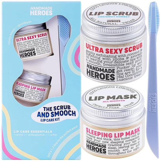 100% Natural Lip Scrub, Vegan Conditioning Coconut Lip Exfoliator - Gentle Exfoliant, Sugar Lip Polish and Lip Exfoliator Scrubber for Chapped and Dry Lips (Original 3pc Set)