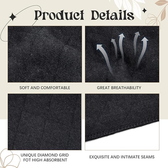 Toulite 6 Pcs Cotton Bra Liners Rectangle Under Bra Pads 3 Layer Bra Sweat Liners for Women Sweating Supplies