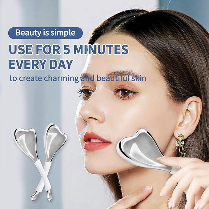 Ice Globes for Face & Eyes, Unbreakable Stainless Steel Cryo Massagers for Skincare Routines, Multifunctional Cold Roller Cooling Globes for Puffiness, Sagging Skin, and Facial Relaxation (Black)