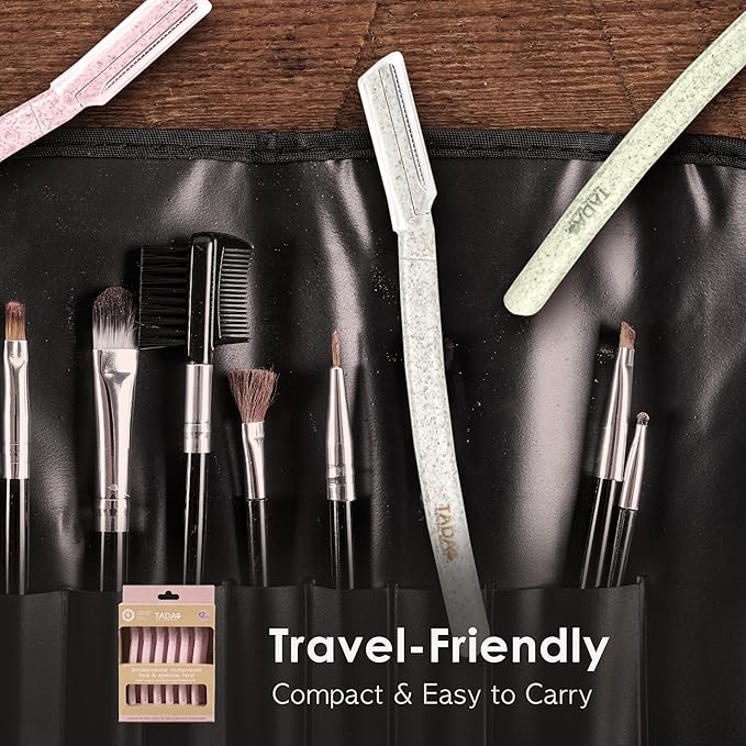 Biodegradable Wheat Straw Disposable Razors for Women – 12 Pack, Single-Color, Safety Cap – Facial & Eyebrow Razors for Unwanted Hair, Beauty Tools & Accessories(Brown)